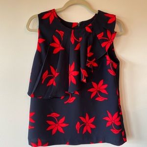 Banana Republic sleeveless, ruffle top